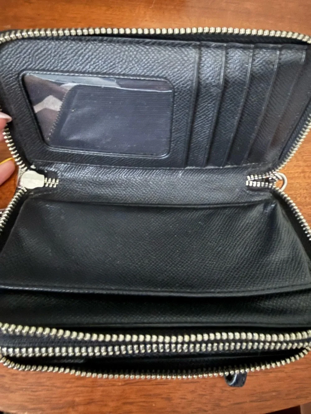Coach Black and Cream Floral Zip Wristlet - Picture 3 of 4